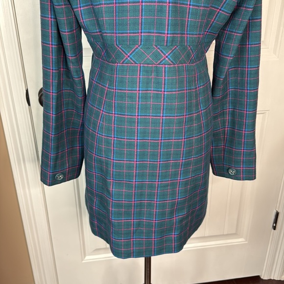 SUSINA Teal/Pink Plaid Womens Lightweight Lined Flannel Peacoat Jacket Sz L - Picture 7 of 11